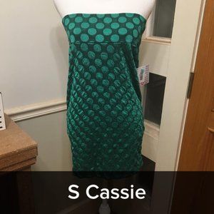 Lularoe Cassie Pencil Skirt Green Polka Dot